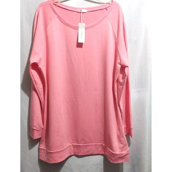 J Tompson Womens 3XL Pink Sweatshirt Long Sleeves Round Neck Lightweight NEW - Picture 1 of 6